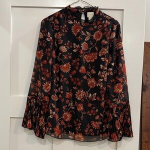 Chico's Black and Red Floral Blouse